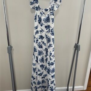 Floral Blue and White Maxi Dress